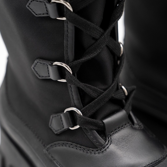 size 40eu 10 US Prada Leather Nylon Rubber Monolith Winter Combat Boots Black - Picture 8 of 13